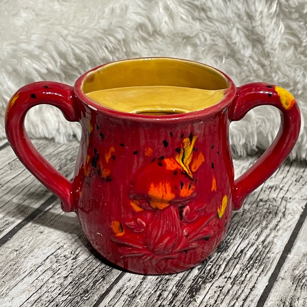 VINTAGE 3.5” Mushroom Mug Glazed Sippy Cup Ceramic Teacup Excellent Condition
